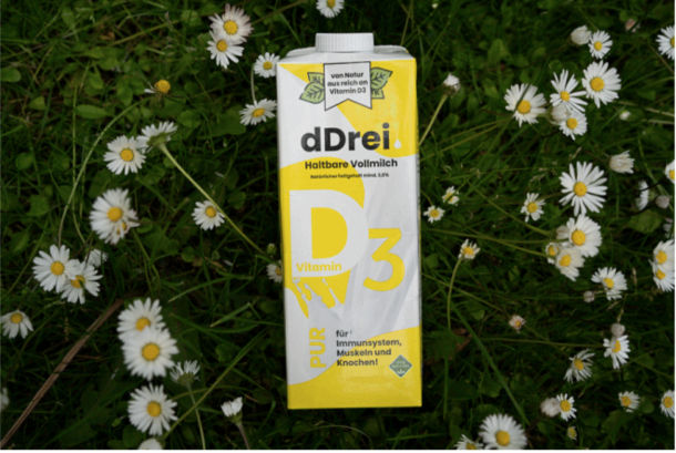 Neuartige dDrei-Milch enthält als erste Milch auf natürliche Weise hohe Mengen an Vitamin D